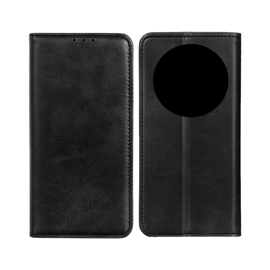 Leather Flip Cover with Internal Pocket For Oppo Reno12 F Black Leather Flip Cover with Internal Pocket For Oppo Reno12 F Black